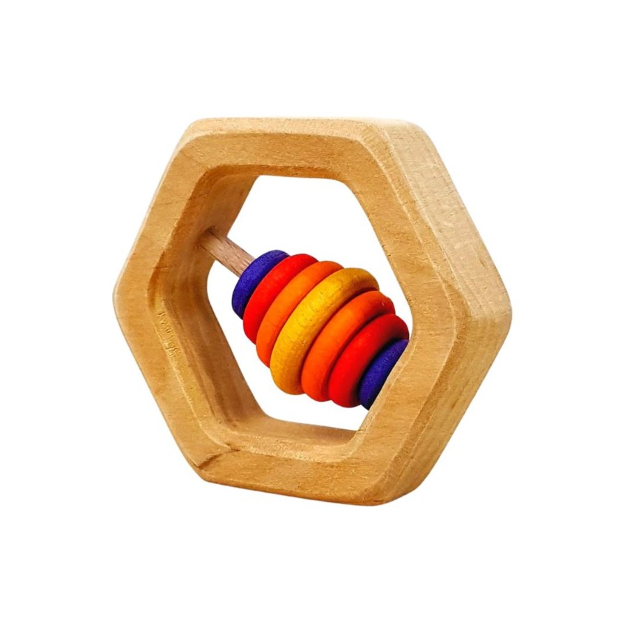 Wooden Baby Toys Grimms | Hexagon Wooden Rattle