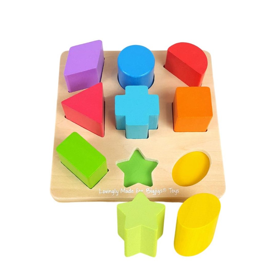 Wooden Puzzles Toy Exchange Club | Chunky Shapes 9-Piece Wooden Puzzle