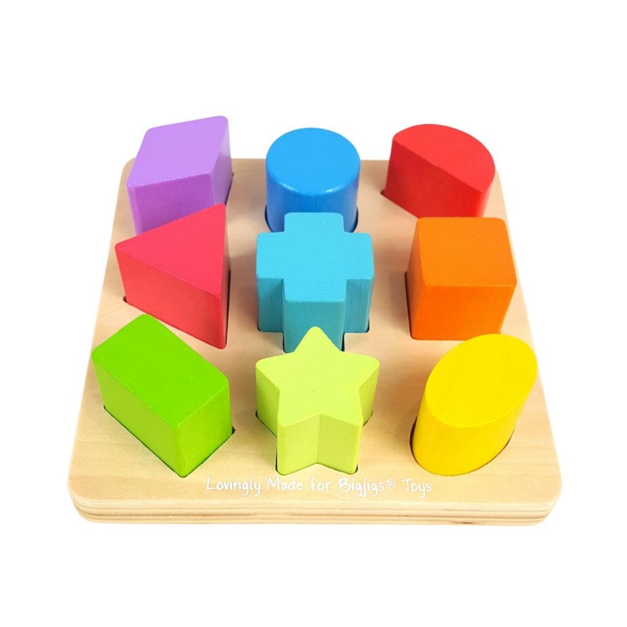 Wooden Puzzles Toy Exchange Club | Chunky Shapes 9-Piece Wooden Puzzle