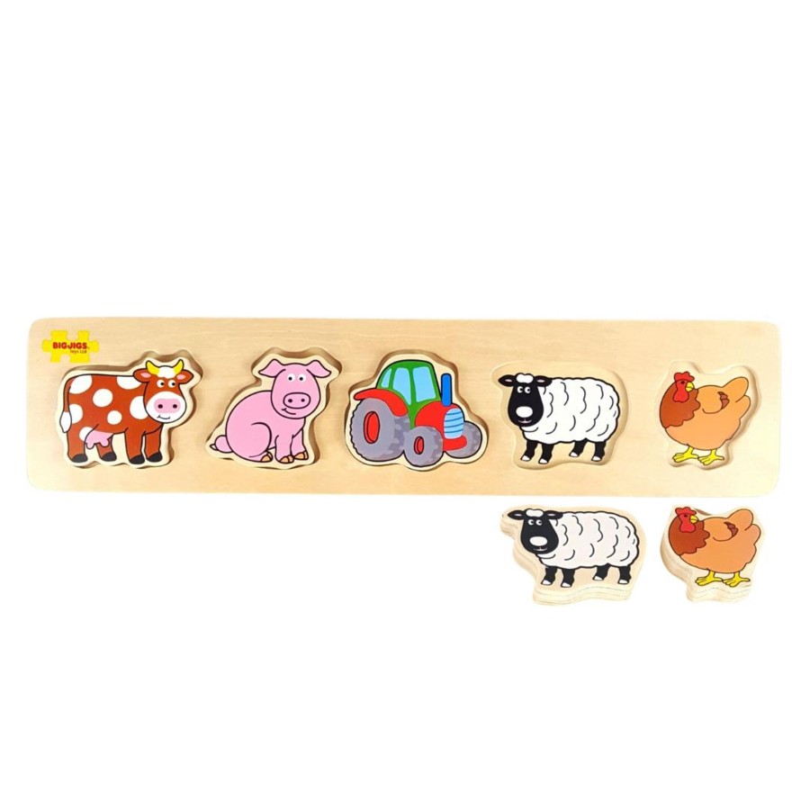 Wooden Puzzles Toy Exchange Club | 5-Piece Chunky Farm Puzzle