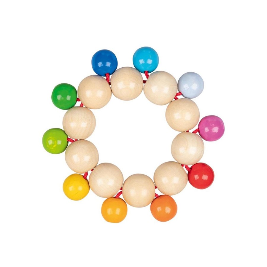 Wooden Baby Toys Heimess | Wooden Rainbow Beaded Grasping Rattle