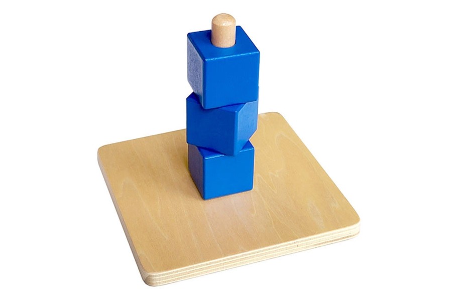 Wooden Stackers Montessori | Montessori 3 Cubes On Vertical Dowel