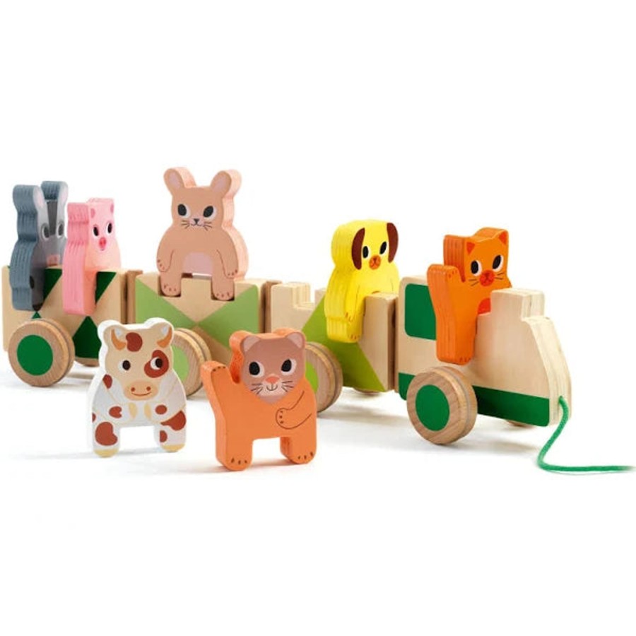 All Toddler Toys Djeco | Farm Animal Train Pull Toy