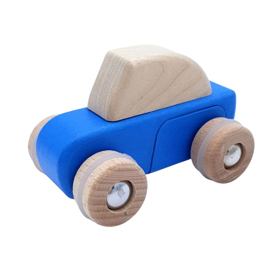 All Toddler Toys Bajo | Wooden Pull-Back Car - Blue