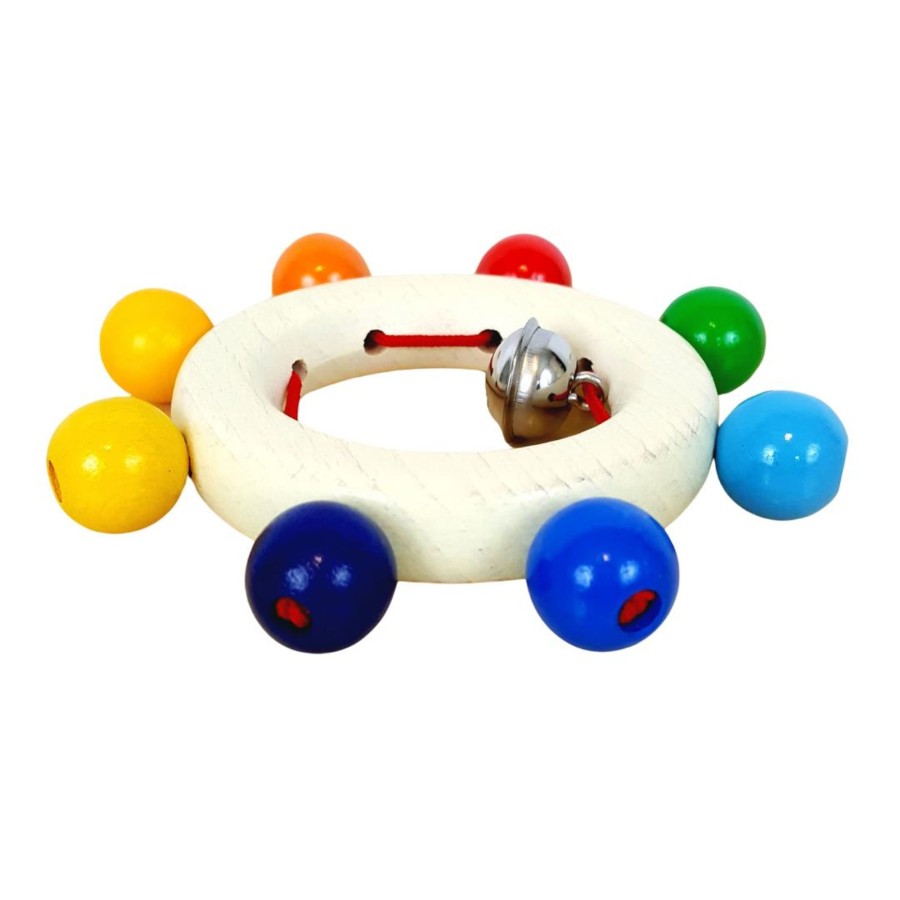 Wooden Baby Toys Heimess | Rigid Rainbow Ring Rattle