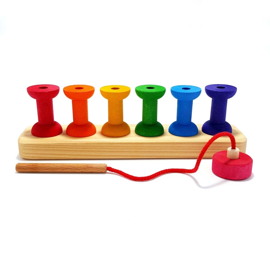 All Toddler Toys Grimm's | Lacing Bobbins With Base