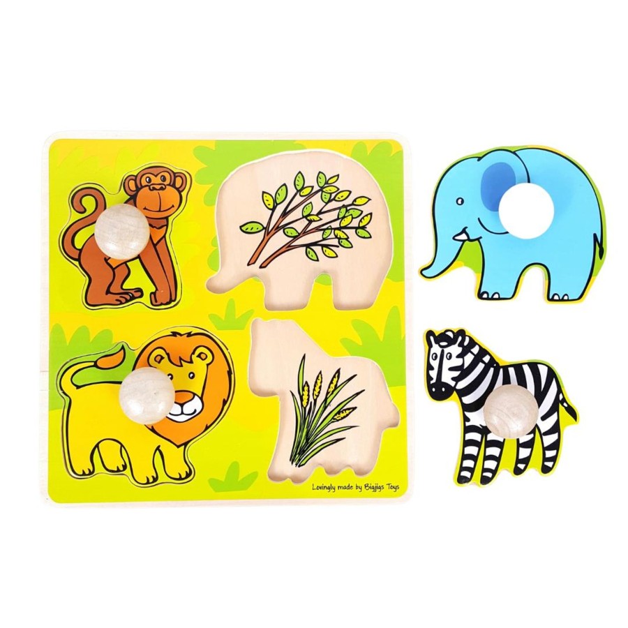 Wooden Puzzles Toy Exchange Club | 4-Piece Safari Animals Wooden Puzzle