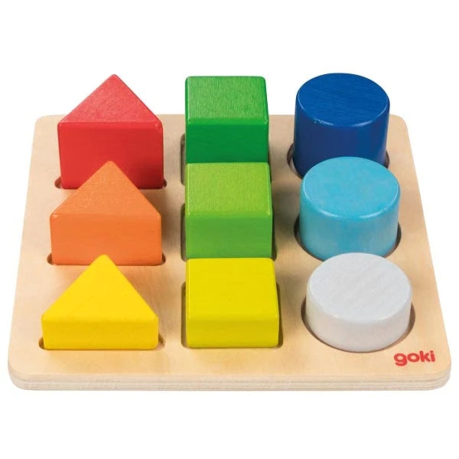 Wooden Puzzles Goki | Colour Shape And Size Sorting Board