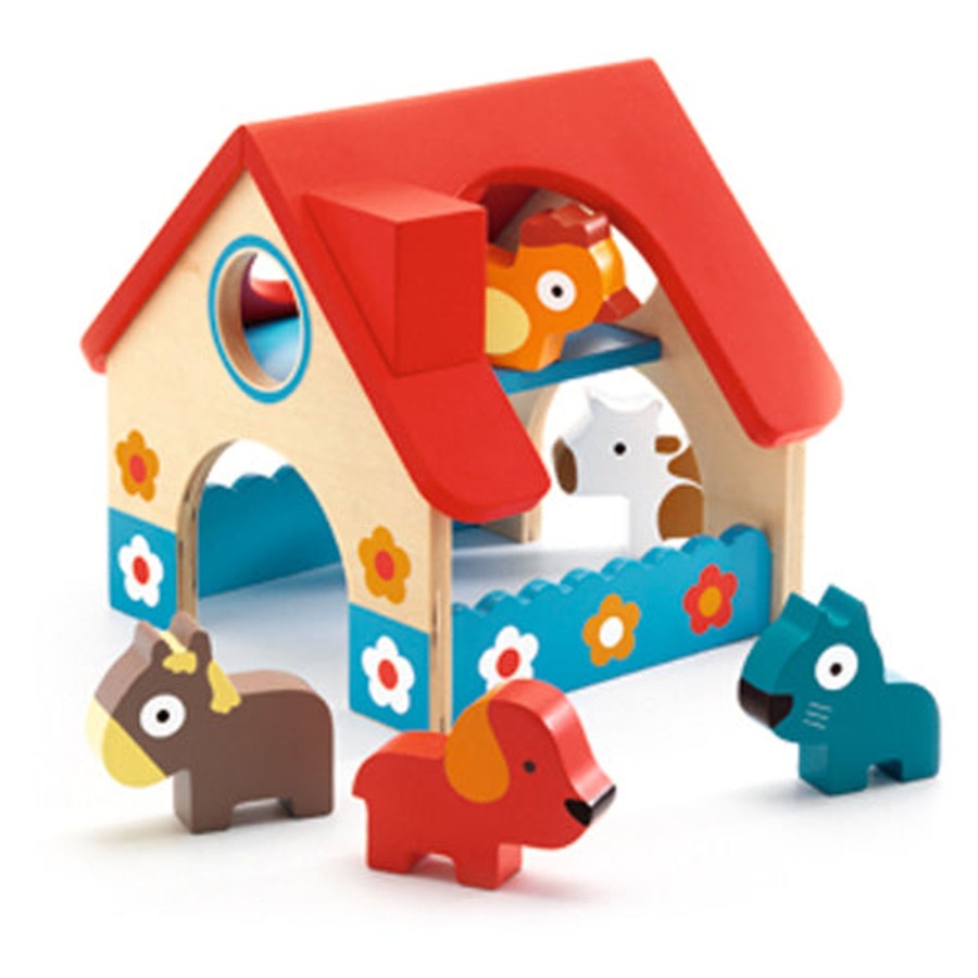 All Toddler Toys Djeco | Wooden Mini Barn & Farm Animals Toy