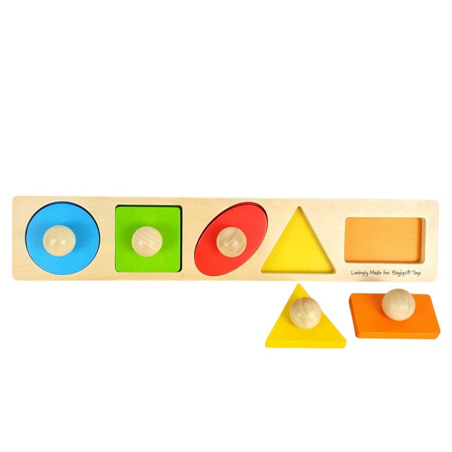 Wooden Puzzles Toy Exchange Club | 5-Piece Large Knobs Shapes Puzzle